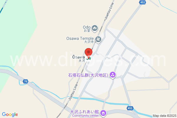 大沢(新潟)メンズエステの地図です。map of Ōsawa station where spa and massage salons are located