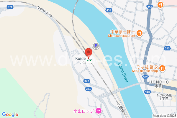 小出メンズエステの地図です。map of Koide station where spa and massage salons are located