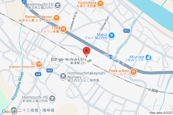 越後堀之内メンズエステの地図です。map of Echigo-Horinouchi station where spa and massage salons are located