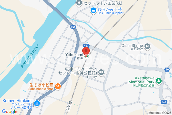 藪神メンズエステの地図です。map of Yabukami station where spa and massage salons are located
