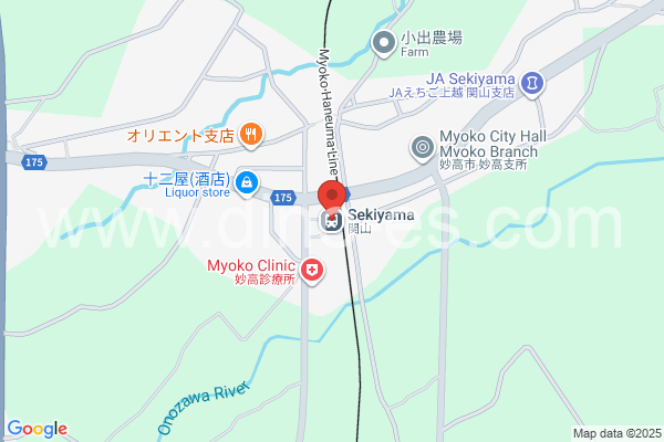 関山メンズエステの地図です。map of Sekiyama station where spa and massage salons are located