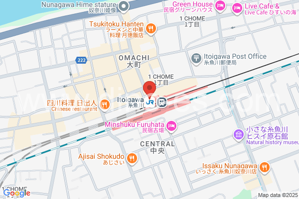 糸魚川メンズエステの地図です。map of Itoigawa station where spa and massage salons are located