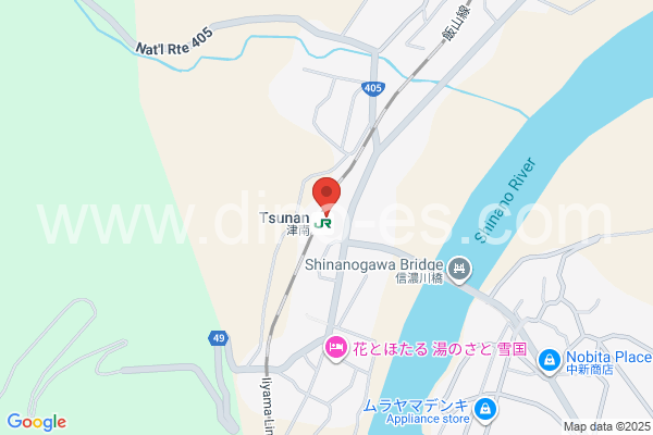 津南メンズエステの地図です。map of Tsunan station where spa and massage salons are located