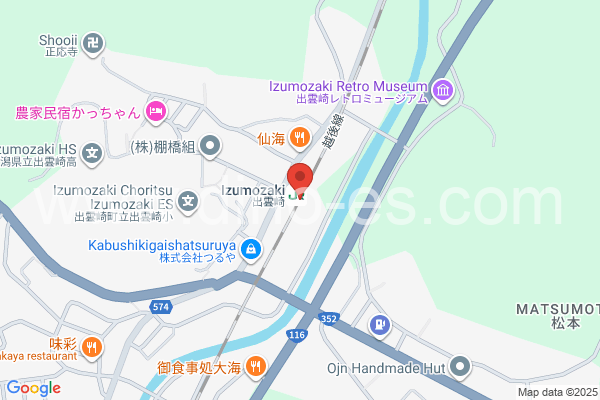 出雲崎メンズエステの地図です。map of Izumozaki station where spa and massage salons are located