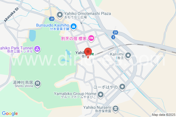 弥彦メンズエステの地図です。map of Yahiko station where spa and massage salons are located