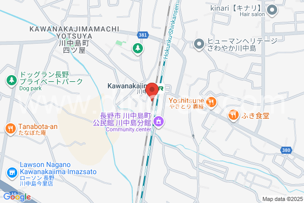 川中島メンズエステの地図です。map of Kawanakajima station where spa and massage salons are located
