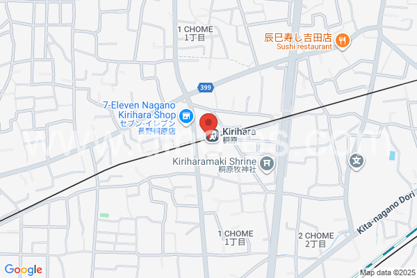 桐原(長野)メンズエステの地図です。map of Kirihara station where spa and massage salons are located