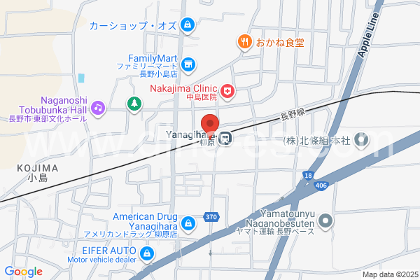 柳原(長野)メンズエステの地図です。map of Yanagihara station where spa and massage salons are located
