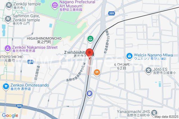 善光寺下メンズエステの地図です。map of Zenkōjishita station where spa and massage salons are located