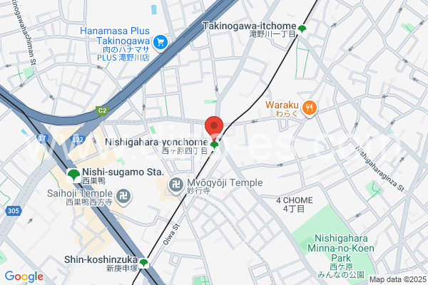 西ヶ原四丁目メンズエステの地図です。map of Nishigahara-yonchōme station where spa and massage salons are located