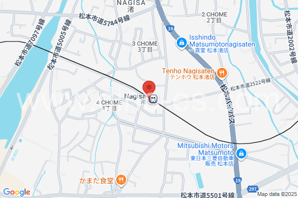 渚(長野)メンズエステの地図です。map of Nagisa station where spa and massage salons are located