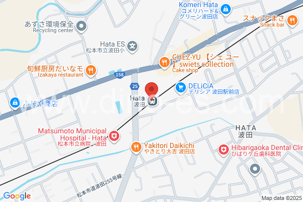 波田メンズエステの地図です。map of Hata station where spa and massage salons are located
