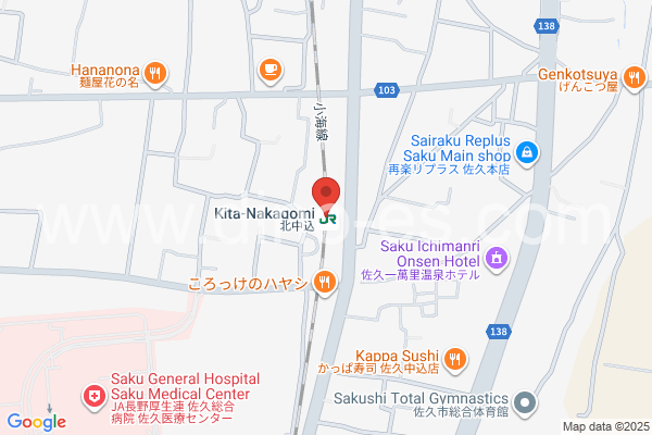 北中込メンズエステの地図です。map of Kita-Nakagomi station where spa and massage salons are located