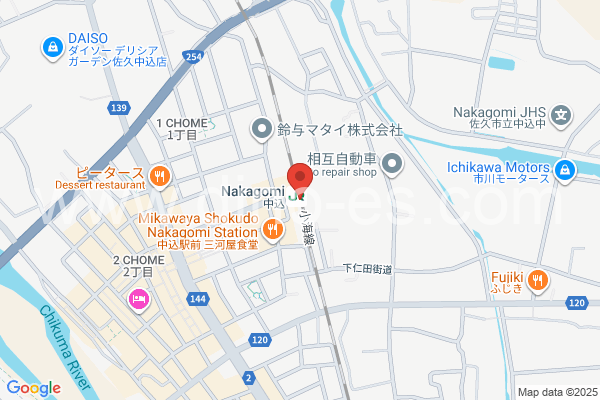 中込メンズエステの地図です。map of Nakagomi station where spa and massage salons are located