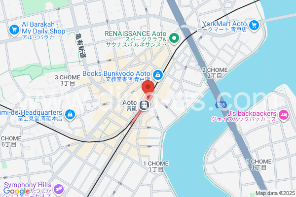 青砥メンズエステの地図です。map of Aoto station where spa and massage salons are located