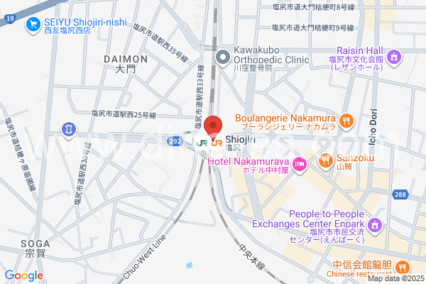 塩尻メンズエステの地図です。map of Shiojiri station where spa and massage salons are located