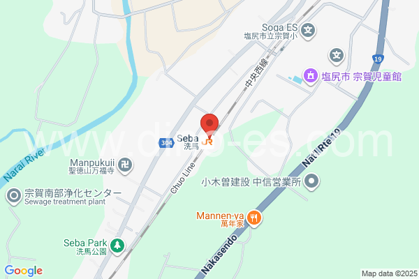 洗馬メンズエステの地図です。map of Seba station where spa and massage salons are located