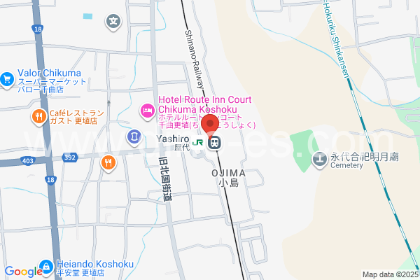 屋代メンズエステの地図です。map of Yashiro station where spa and massage salons are located