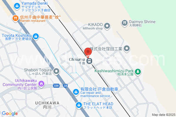 千曲メンズエステの地図です。map of Chikuma station where spa and massage salons are located