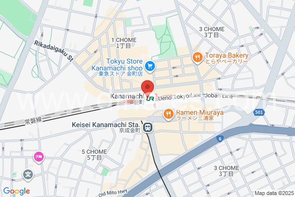 金町メンズエステの地図です。map of Kanamachi station where spa and massage salons are located