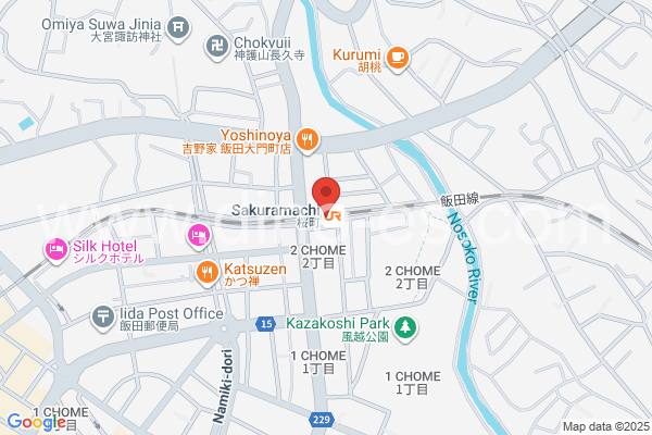 桜町(長野)メンズエステの地図です。map of Sakuramachi station where spa and massage salons are located