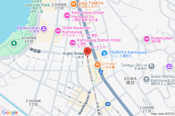 上諏訪メンズエステの地図です。map of Kami-Suwa station where spa and massage salons are located