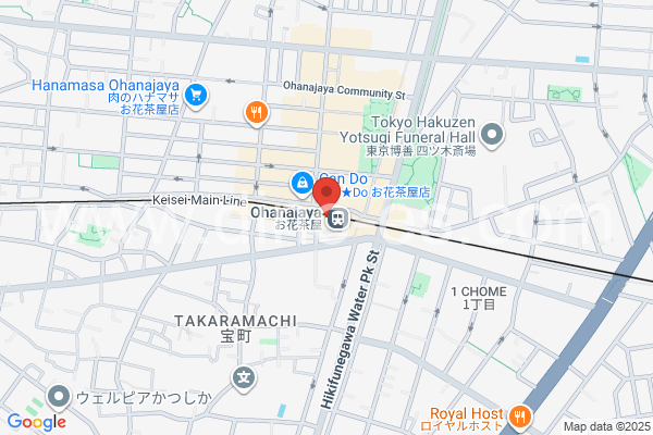 お花茶屋メンズエステの地図です。map of Ohanajaya station where spa and massage salons are located