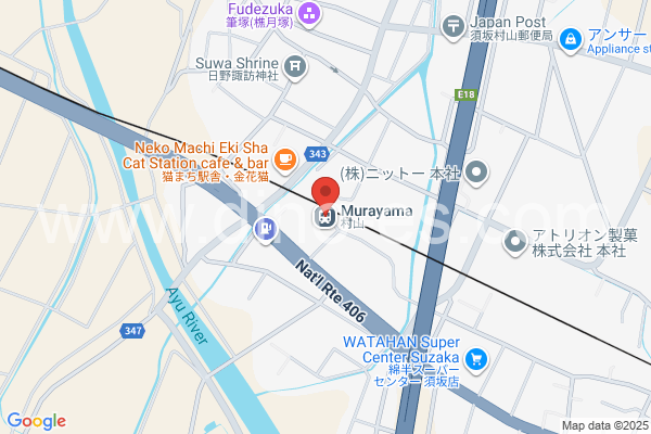 村山(長野)メンズエステの地図です。map of Murayama station where spa and massage salons are located