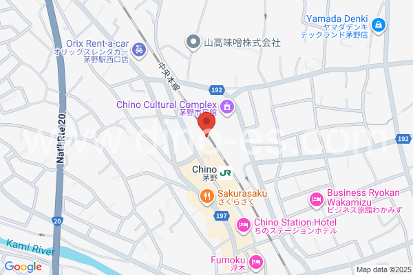 茅野メンズエステの地図です。map of Chino station where spa and massage salons are located