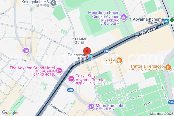 外苑前メンズエステの地図です。map of Gaienmae station where spa and massage salons are located