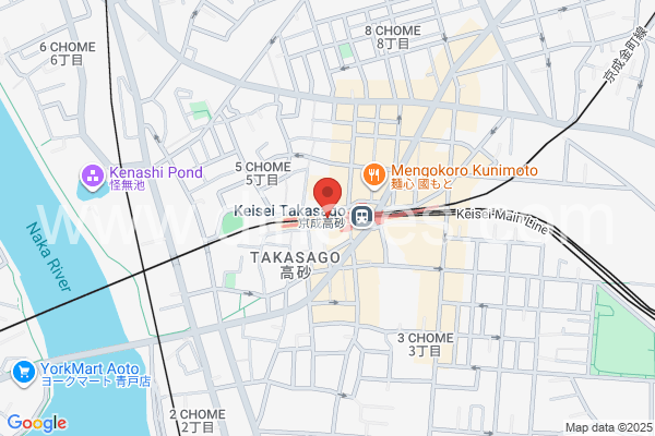 京成高砂メンズエステの地図です。map of Keisei Takasago station where spa and massage salons are located