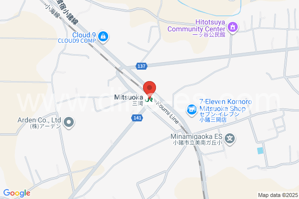 三岡メンズエステの地図です。map of Mitsuoka station where spa and massage salons are located
