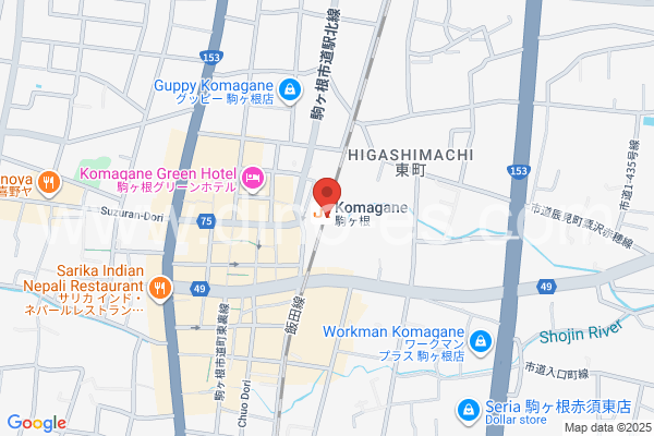 駒ヶ根メンズエステの地図です。map of Komagane station where spa and massage salons are located