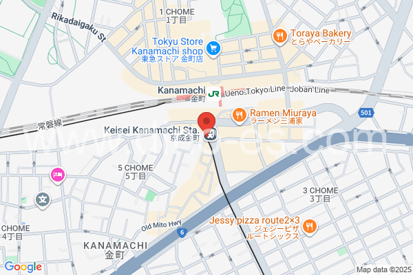 京成金町メンズエステの地図です。map of Keisei Kanamachi station where spa and massage salons are located
