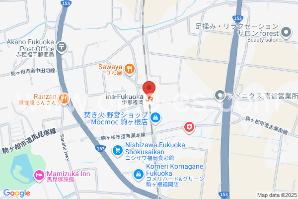 伊那福岡メンズエステの地図です。map of Ina-Fukuoka station where spa and massage salons are located