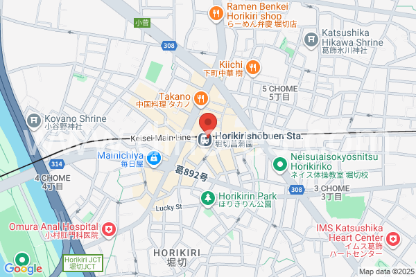 堀切菖蒲園メンズエステの地図です。map of Horikiri-Shōbuen station where spa and massage salons are located