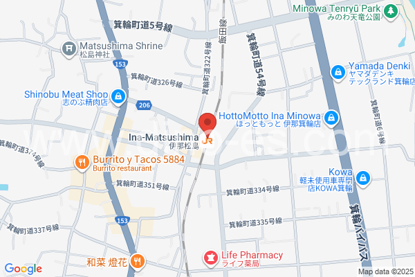 伊那松島メンズエステの地図です。map of Ina-Matsushima station where spa and massage salons are located