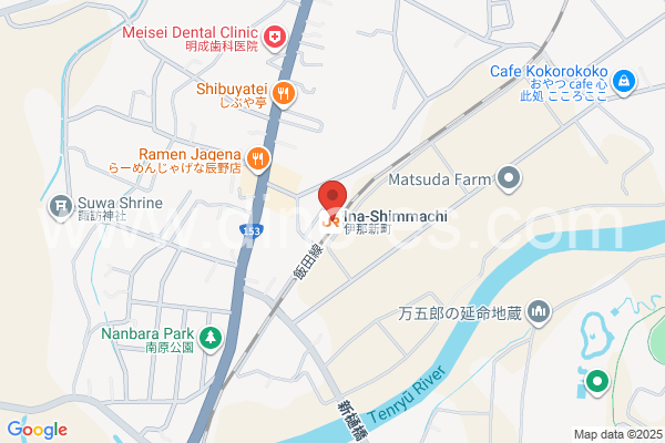 伊那新町メンズエステの地図です。map of Ina-Shimmachi station where spa and massage salons are located
