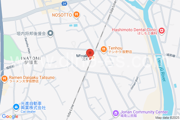 宮木メンズエステの地図です。map of Miyaki station where spa and massage salons are located