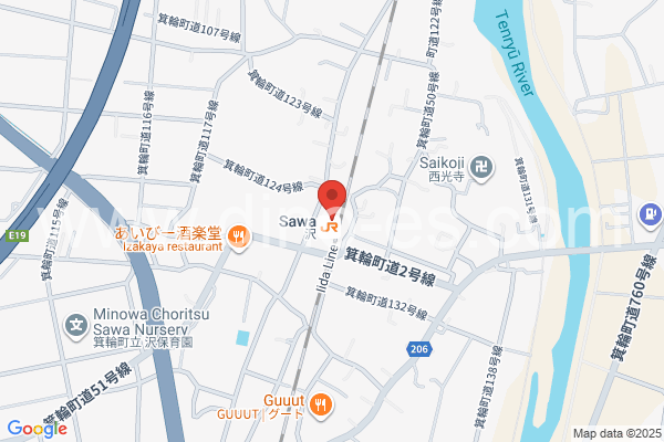 沢メンズエステの地図です。map of Sawa station where spa and massage salons are located