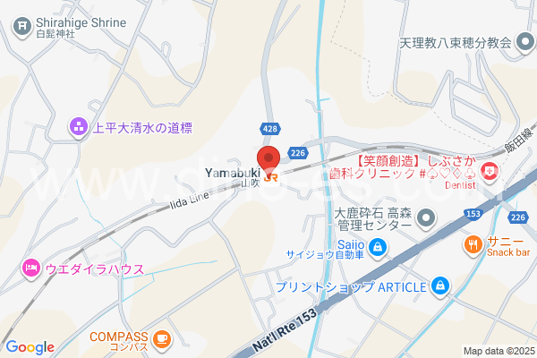 山吹メンズエステの地図です。map of Yamabuki station where spa and massage salons are located
