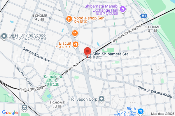 新柴又メンズエステの地図です。map of Shin-Shibamata station where spa and massage salons are located