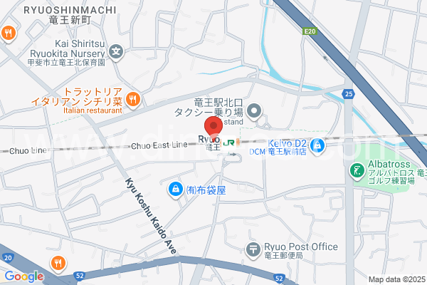 竜王メンズエステの地図です。map of Ryūō station where spa and massage salons are located