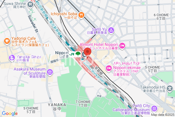 日暮里メンズエステの地図です。map of Nippori station where spa and massage salons are located
