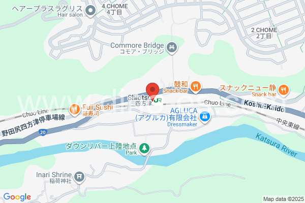 四方津メンズエステの地図です。map of Shiotsu station where spa and massage salons are located