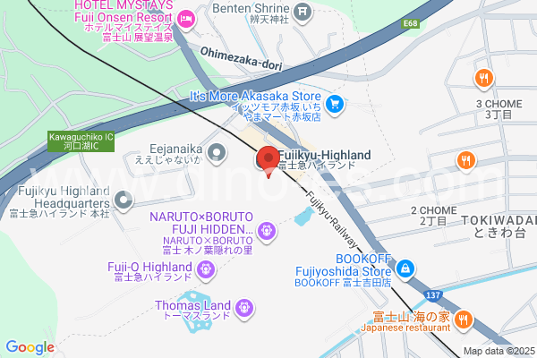 富士急ハイランドメンズエステの地図です。map of Fujikyu Highland station where spa and massage salons are located