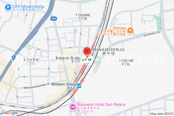 南千住メンズエステの地図です。map of Minami-Senju station where spa and massage salons are located