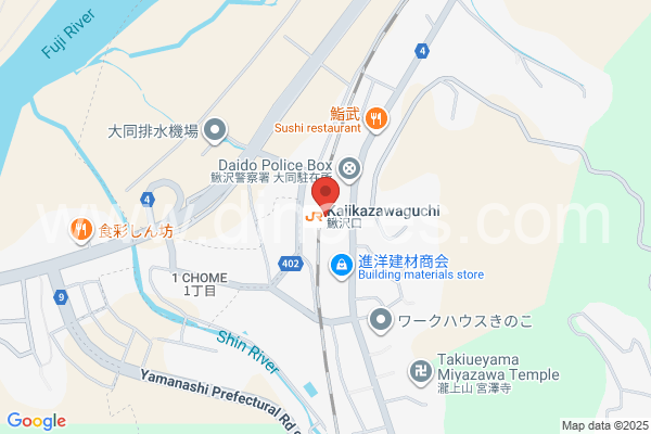 鰍沢口メンズエステの地図です。map of Kajikazawaguchi station where spa and massage salons are located