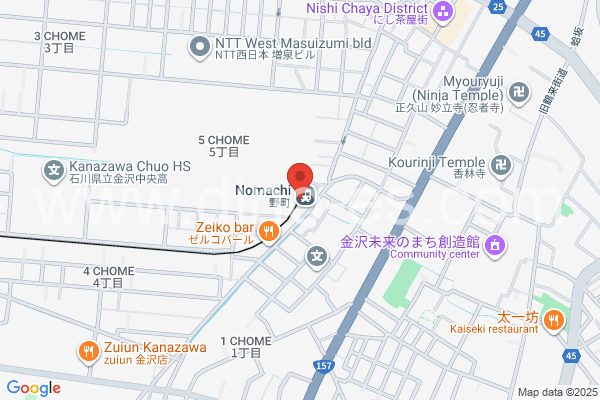野町メンズエステの地図です。map of Nomachi station where spa and massage salons are located