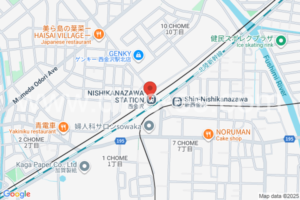 西金沢メンズエステの地図です。map of Nishi-Kanazawa station where spa and massage salons are located